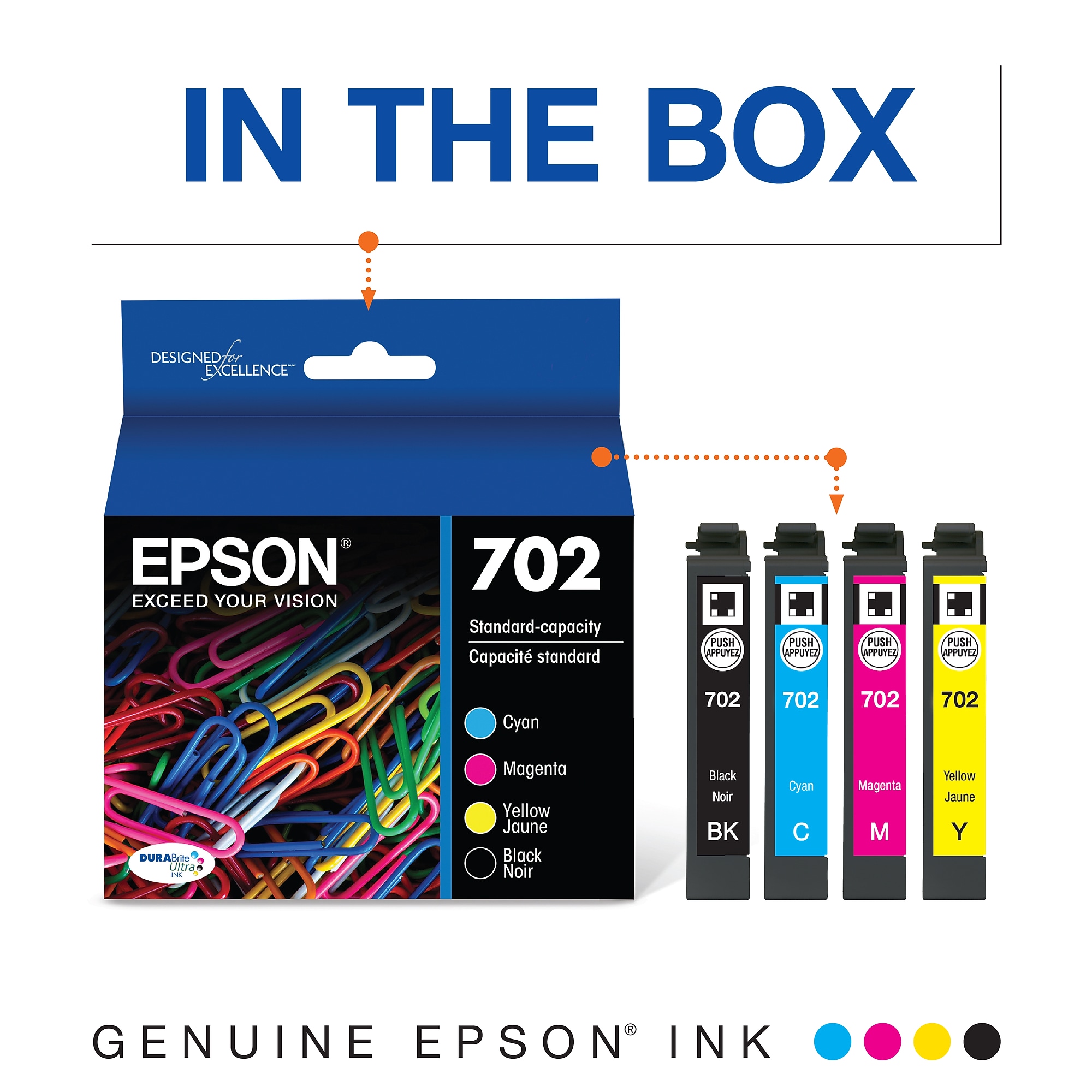 Epson T702 Black/Cyan/Magenta/Yellow Standard Yield Ink Cartridge, 4/Pack (T702120-BCS) Sansujyuku sansujyuku.com
