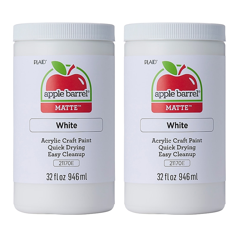 Apple Barrel Acrylic Paint Matte, 32oz., White, 2/Pack (APP21170E-2) image 1