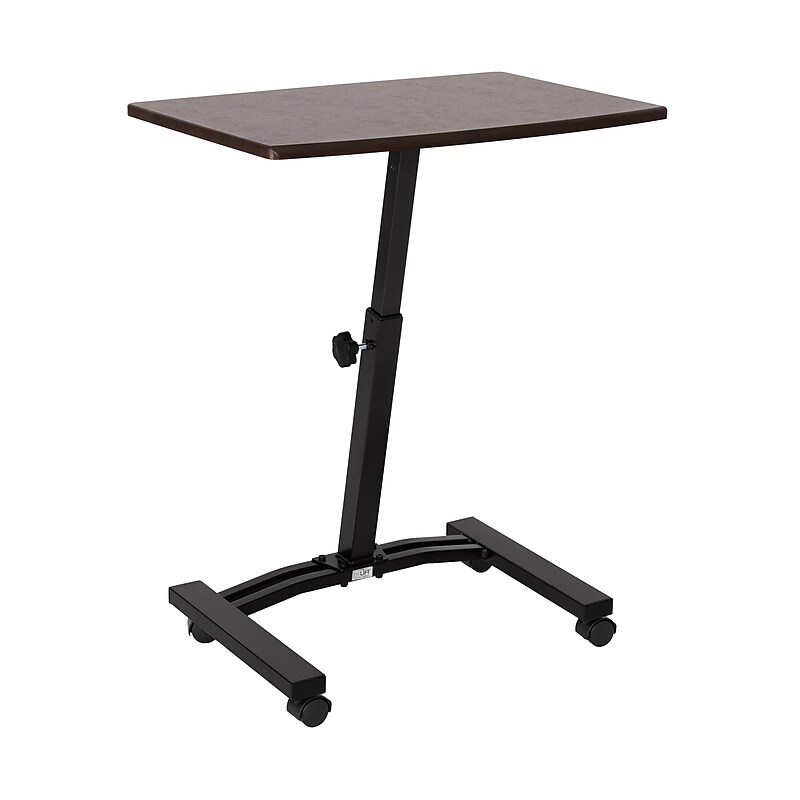 Seville Classics airLIFT 24"W Manual Rectangular Height Adjustable Mobile Sitting Desk, Walnut (WEB162) image 1