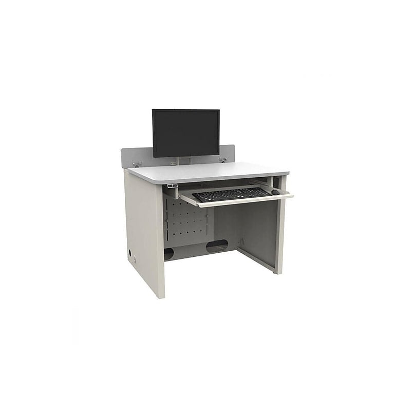 VersaDesk Elevation 36"W Computer Desk, Grey/White (ED3630-WG) image 1