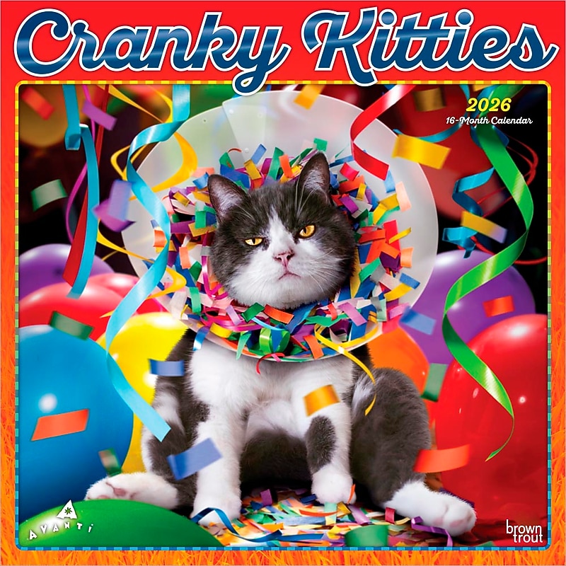 2026 BrownTrout  Cranky Kitties 12" x 12"  Monthly, Paper Cover,  Cranky Kitties (9798330701414) image 1