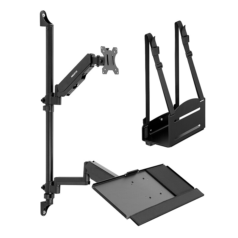 Mount-It! Adjustable Monitor Wall Mount Workstation, Up to 32", Black (MI-7991) image 1