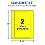 Avery Laser/Inkjet Multipurpose Rectangle Labels, 5" x 6", Neon Yellow, 160/Box (94257)~#|#~0D82247E-9F4D-4474-BBF45D1A9E4F7763_sc7