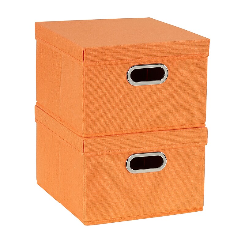Household Essentials Medium Stackable Folding Fabric Storage Bin, 8" x 13"x 15", 27.01 Qt., Orange, 2/Pack (702-1) image 1