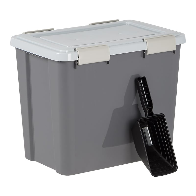 Iris 36 Quart Storage Container with Scoop for Dog & Cat Food, Plastic, Dark Gray (100148) image 1