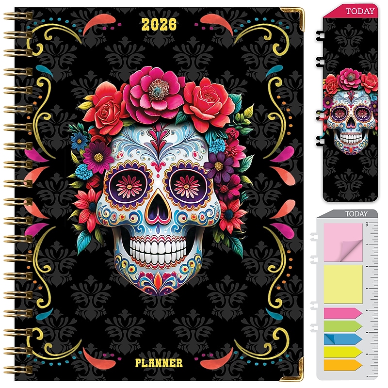 2026 Global Printed Products 8.5" x 11" Weekly & Monthly Planner, Paperboard Cover, Sugar Skull (FSHN-CY26-8511-48) image 1