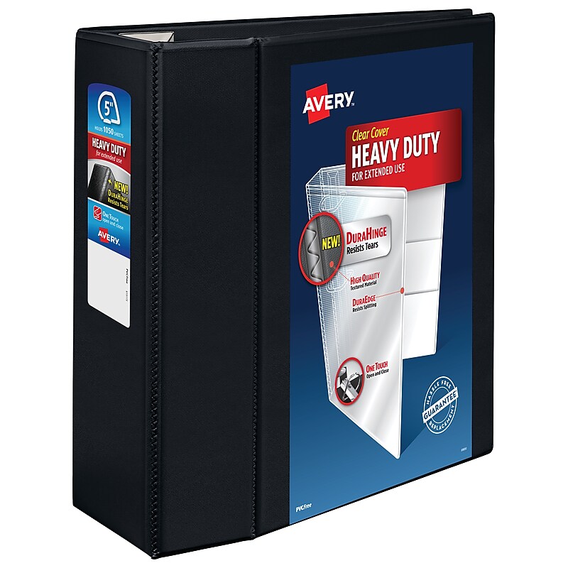 Avery Heavy Duty 5" 3-Ring View Binders, D-Ring, Black (79-606) image 1