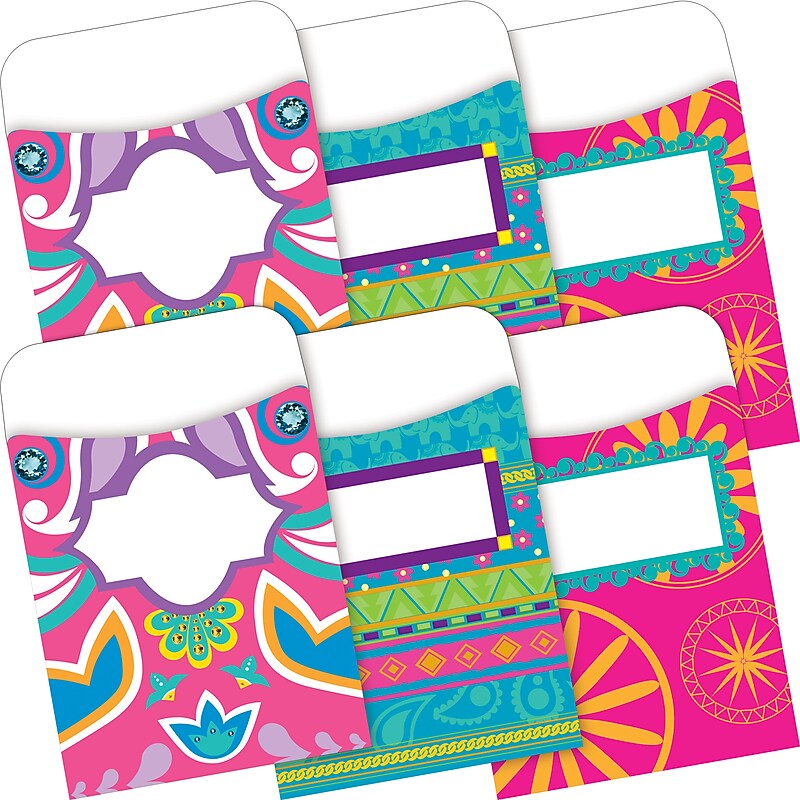 Barker Creek Bohemian Library Library Pockets, 5.125" x 3.5", 60/Set (BC3842) image 1