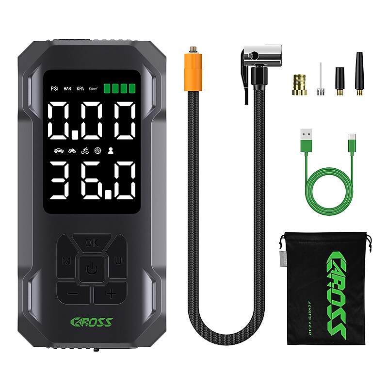 CAROSS Q15 Combo 150-PSI Portable Air Compressor and 7,500-mAh Portable Power Bank, Black (CARRQ15) image 1