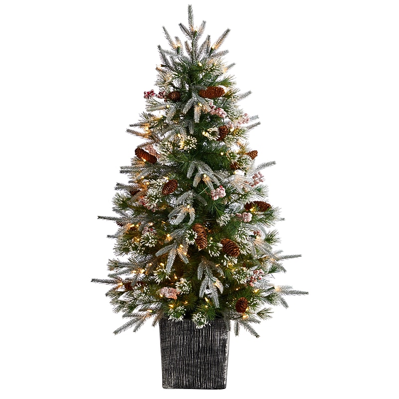 Nearly Natural Frosted Artificial Christmas Tree Pre-Lit, 4' (T3037) image 1