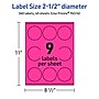 Avery Round Scalloped Laser/Inkjet Multipurpose Labels, 2.5" Dia, Neon Magenta (360/Box)~#|#~0DA8F7B2-6D88-4F54-ABD007526E128203_sc7