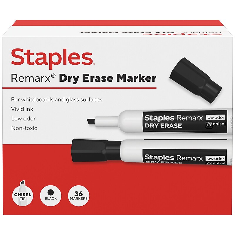 Staples Remarx Dry Erase Marker, Chisel Tip, Black, 36/Pack (ST62937) image 1
