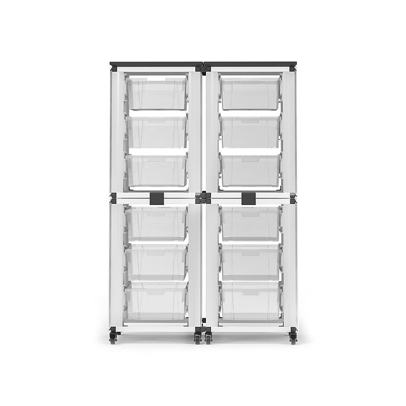 Luxor Mobile 12-Section Stacked Modular Classroom Storage Cabinet, White (MBS-STR-22-12L) image 1