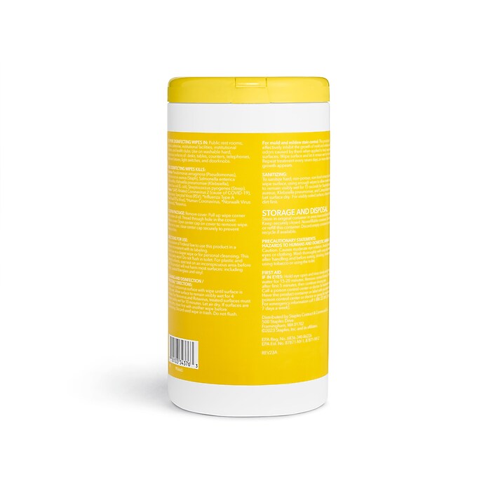 Perk™ Disinfecting Wipes, Lemon, 75 Wipes/Pack, 6/Carton