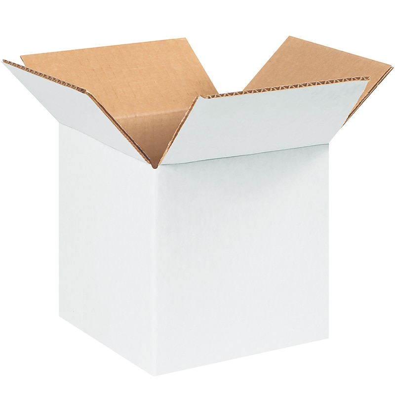 5" x 5" x 5" Shipping Boxes, 32 ECT, White, 25/Bundle (555W) image 1