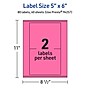 Avery Rectangle Laser/Inkjet Multipurpose Labels, 5" x 6", Bright Pink (80/Box)~#|#~0DC7C32D-6B15-4D19-8EFB1A8A158EC515_sc7