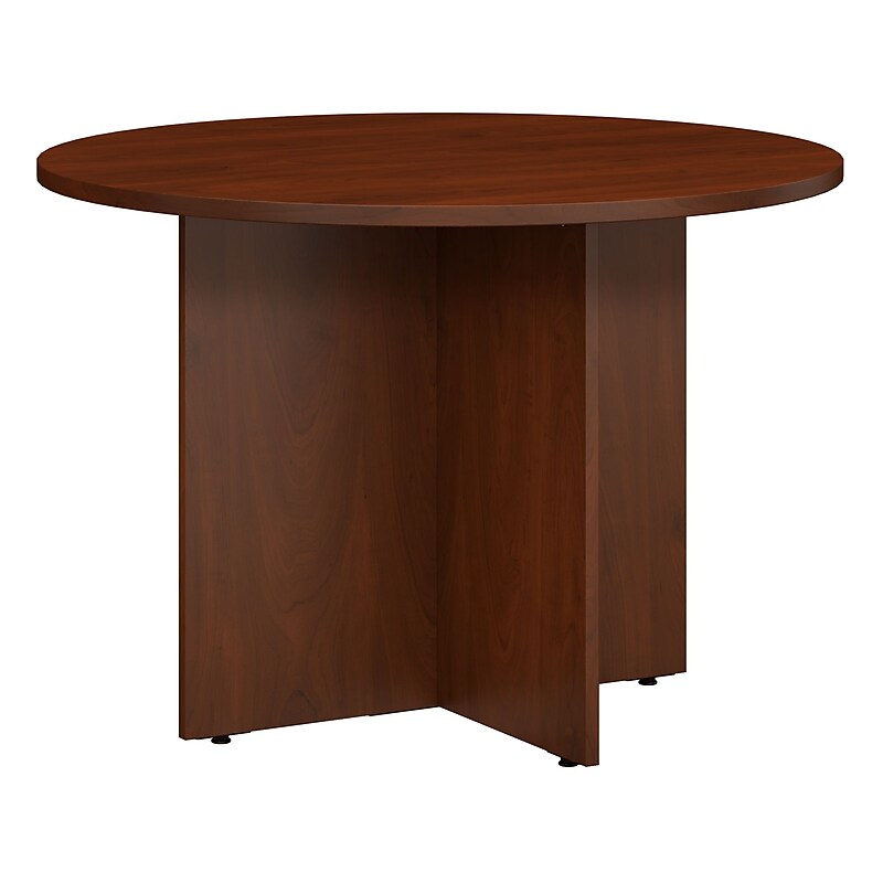 Bush Business Furniture 42W Round Conference Table with Wood Base, Hansen Cherry (99TB42RHC) image 1
