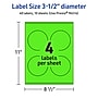Avery Laser/Inkjet Multipurpose Circle Labels, 3.5" Dia., Neon Green, 40/Pack (94514)~#|#~0DD29041-4582-4F57-9C4AAD4F2BF4A804_sc7