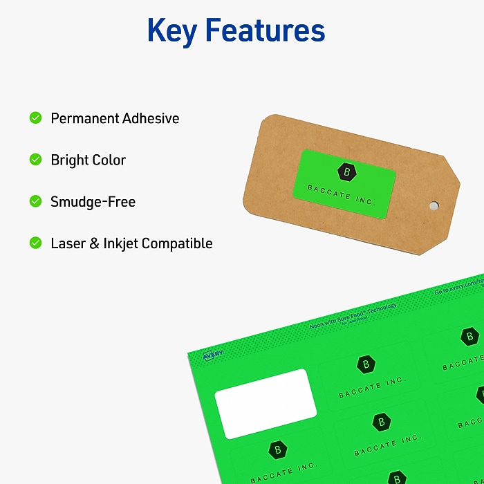 Avery Sure Feed Laser Address Labels, 1