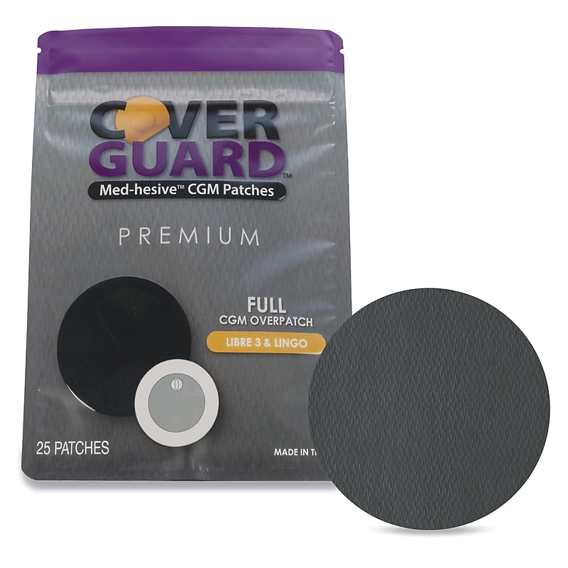 CoverGuard Full Coverage CGM Overpatch for Freestyle Libre 3, Black, 25/Pack (101-101B) image 1