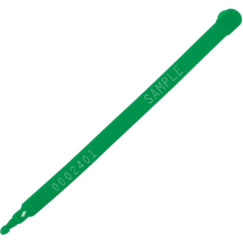 Plastic Truck Seals, 3/8" x 7 1/2", Green, 100/Carton (SE1031G) image 1