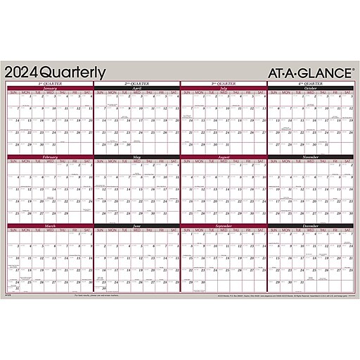 2024 ATAGLANCE 36" x 24" Yearly WetErase Wall Calendar, Reversible