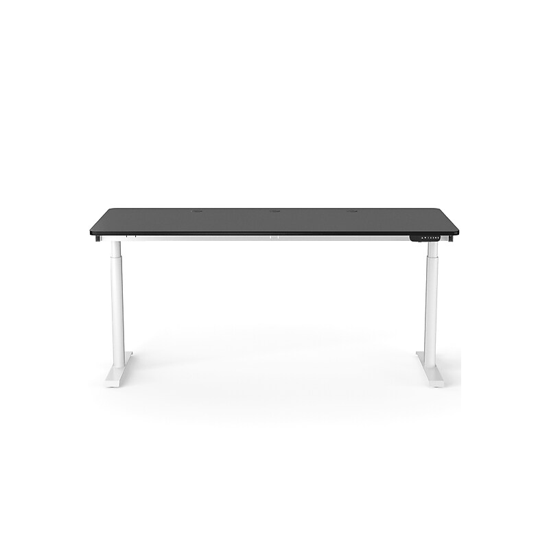 VersaDesk PowerLift 72"W Electric Rectangular Adjustable Standing Desk, Black/White (PLSDR7230-WB-APP) image 1