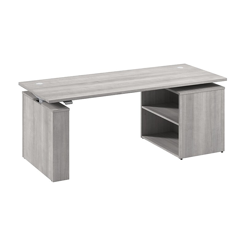 Bush Business Furniture Stratus 72"W Electric Adjustable Standing Desk with Bookcase, Platinum Gray (SUT006PG) image 1