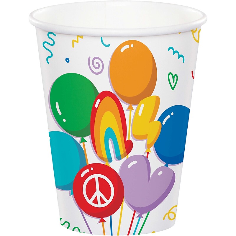 Creative Converting Bubbly Birthday Paper Cups, Multicolored, 32/Pack (DTC365085CUP) image 1