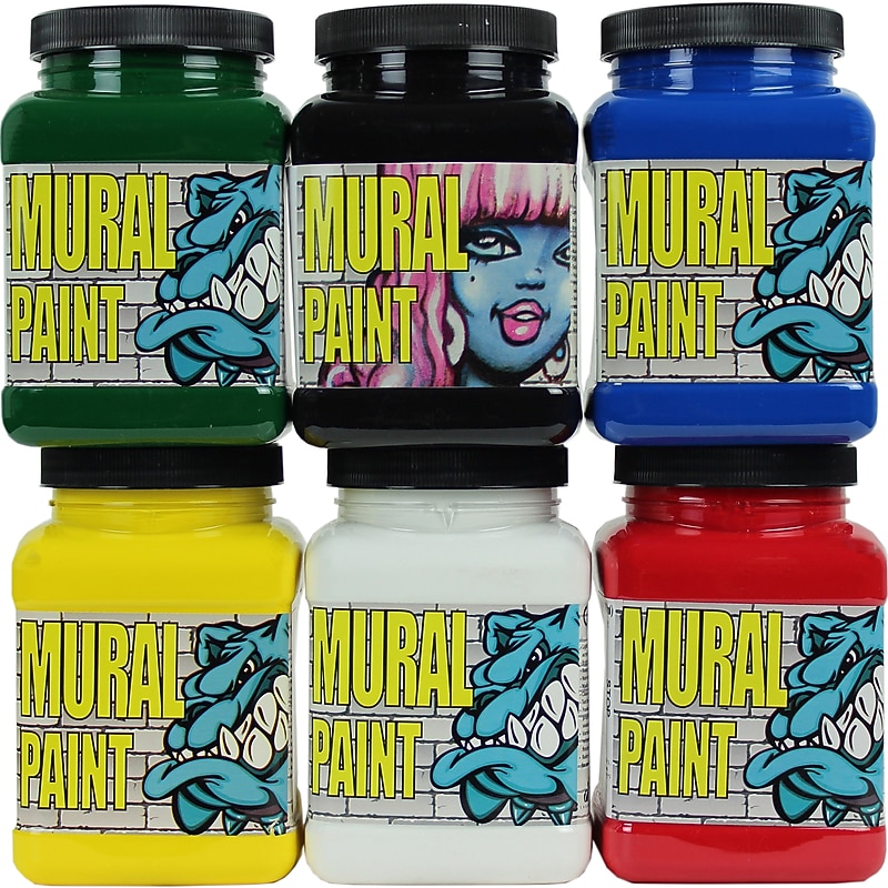 Chroma Mural Acrylic Paint Jar, Assorted Colors, 16 oz., 6/Set (CRM2898) image 1