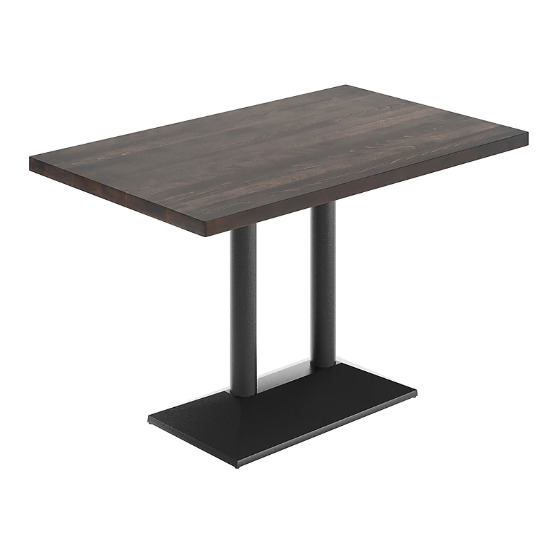 Flash Furniture Bennett Wooden Commercial Indoor Table, 48" x 30", Dark Brown Top/Black Base (GSF3048DBTB002B) image 1