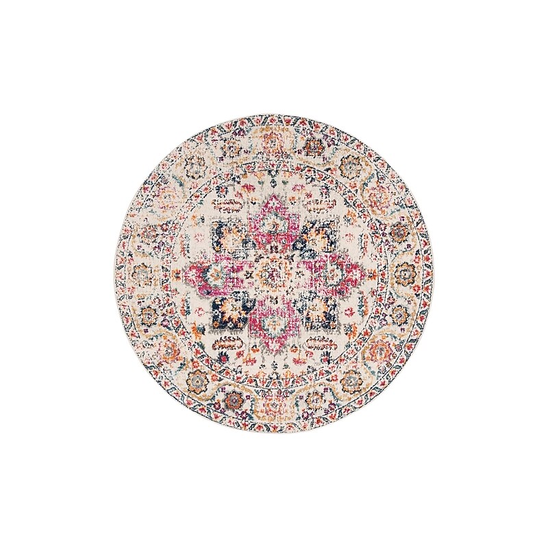Safavieh Madison Collection 8' Round Indoor Area Rug, Machine Made, Fuchsia/Ivory (MAD603R-8R) image 1