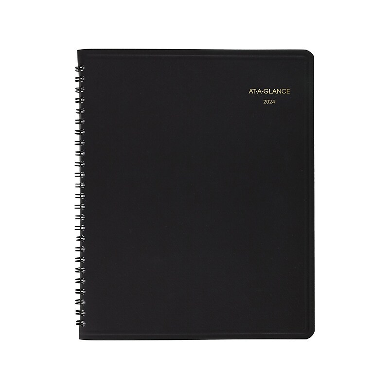 2024 AT-A-GLANCE 24-Hour 7" x 8.75" Daily Appointment Book, Black (70-824-05-24) image 1