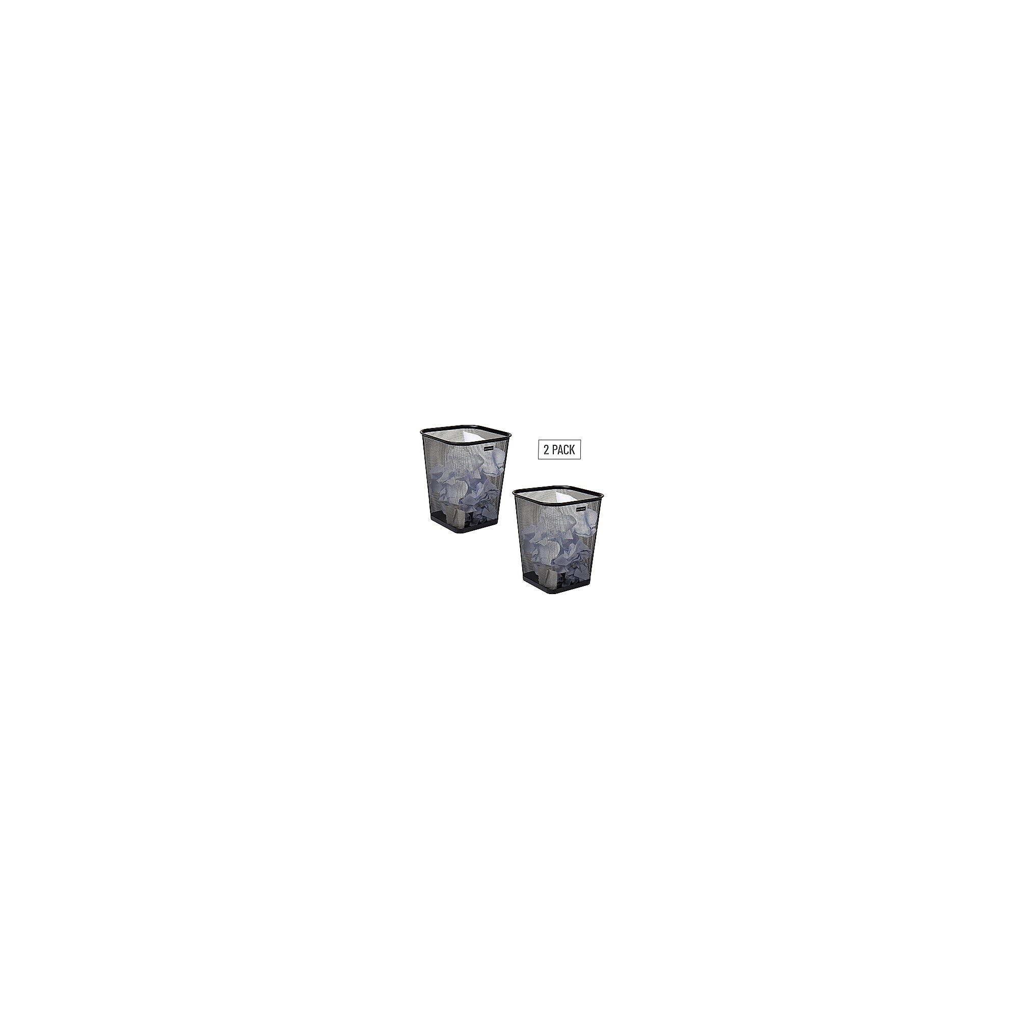 Mind Reader Metal Trash Can Without Lid, 5 Gallon, Black, 2/Pack (2SQUAGA-BLK) Simolary simolary.com
