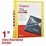 Staples 1" 3-Ring View Binders, D-Ring, Yellow (58653)~#|#~0E215122-AA14-4CCE-AF1C7293803C84AD_sc7