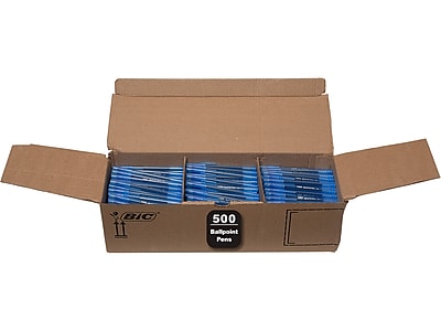 BIC Round Stic Xtra Life Ballpoint Pen, Medium Point, Blue Ink, 500/Pack (GSM500E-BLU)