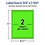 Avery Laser/Inkjet Multipurpose Rectangle Labels, 4.75" x 7.75", Neon Green, 160/Box (94255)~#|#~0E2A6EB5-571A-401D-B3132FD5EFFD31A7_sc7