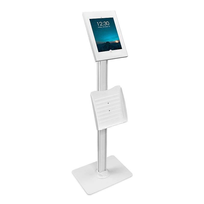 Mount-It! Adjustable Anti-Theft iPad Floor Stand, White (MI-3770W_G10) image 1