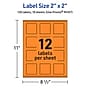 Avery Laser/Inkjet Multipurpose Square Labels, 2" x 2", Bright Orange, 120/Pack (94107)~#|#~0E3C9411-9405-43CB-856DD776F5D3AF96_sc7