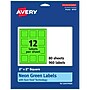 Avery Laser/Inkjet Multipurpose Square Labels, 2" x 2", Neon Green, 960/Box (94107)~#|#~0E419067-DB29-4724-9E109D3D67EE1026_sc7