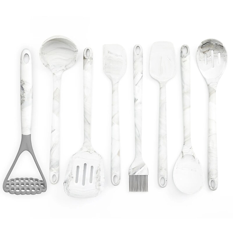Better Houseware Utensils Set, Silicone, White Marble, 8 Piece (3300/Set) image 1