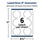 Avery Laser/Inkjet Round Multipurpose Labels, Clear, 6 Labels/Sheet, 100 Sheets/Pack (94513-CGF100)~#|#~0E4390A7-D51F-4D8D-A9F593CB348038E8_sc7