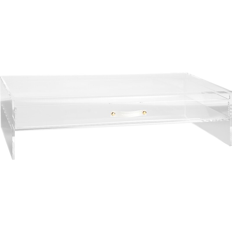 Russell+Hazel Monitor Stand with Drawer, Clear/Gold (98149) image 1