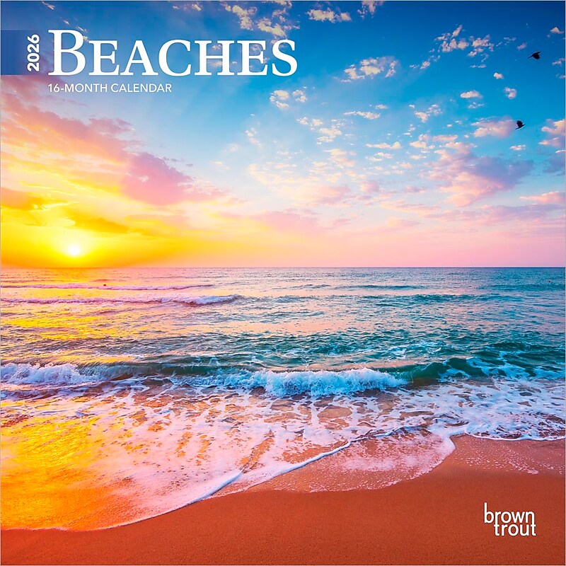 2026 BrownTrout Beaches 7" x 7" Monthly Wall Calendar (9798330702350) image 1