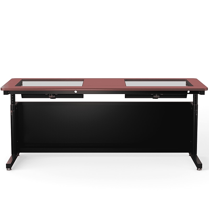 VersaDesk Downview 72"W Manual Adjustable Standing Computer Table, Cherry/Black (DVT7230-BC) image 1