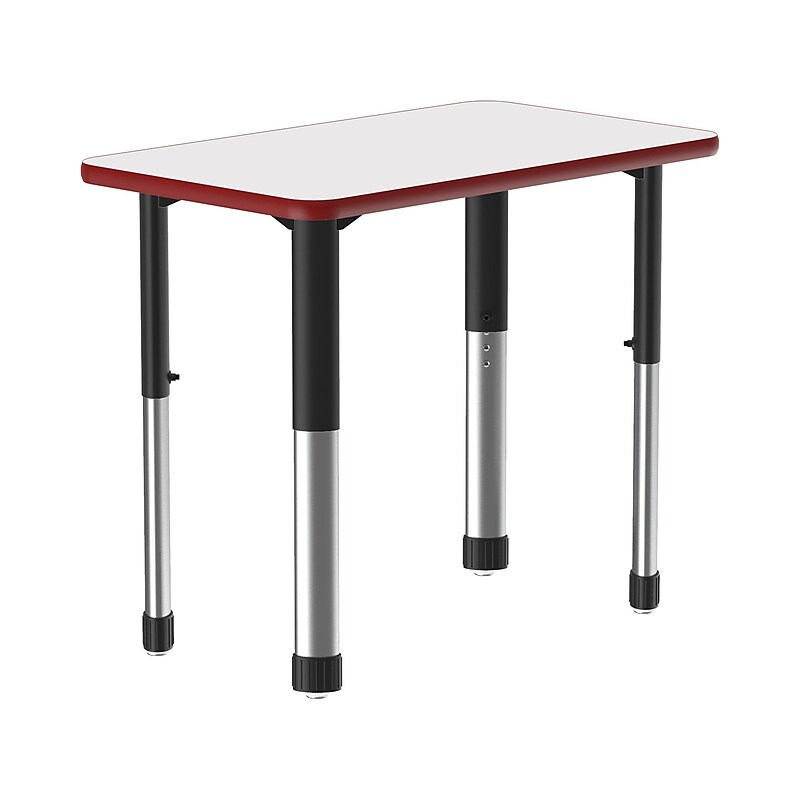 Correll Rectangular Activity Table, 34" x 20", Height-Adjustable, Frosty White/Red (AD3420DE-REC-80) image 1