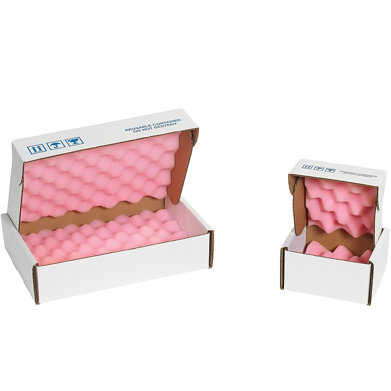 14" x 8" x 2 3/4" Anti-Static Foam Shippers, Pink/White, 24/Carton (FSA1482) image 1
