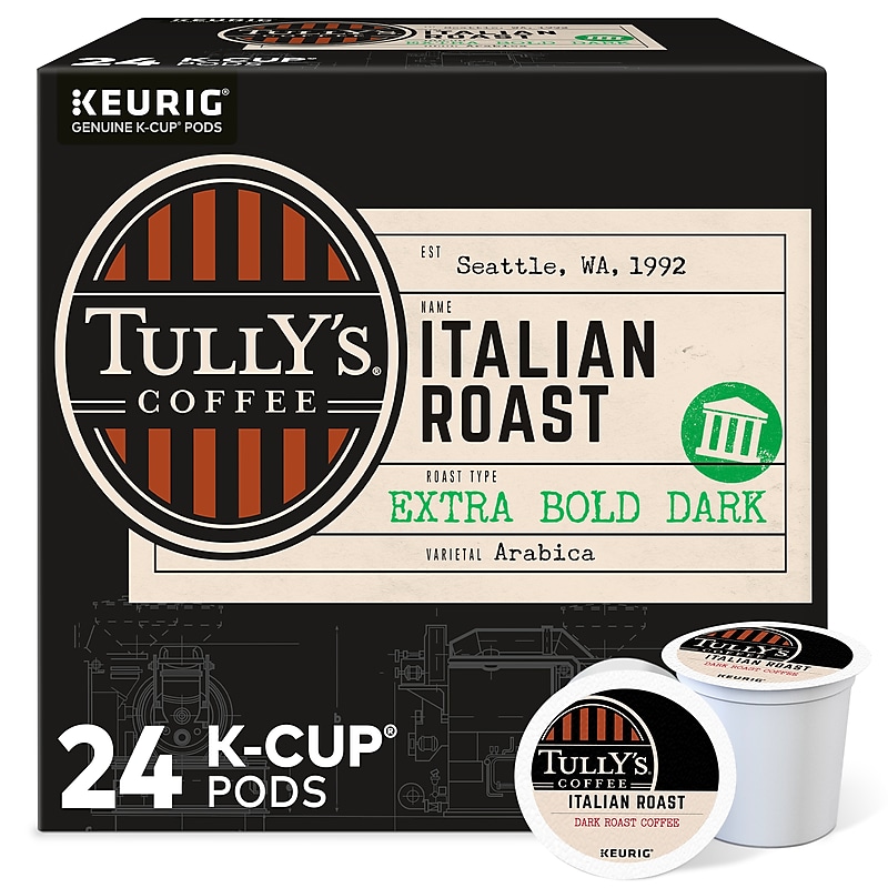 Tully's Italian Roast Coffee, Dark Roast, Keurig® K-Cup® Pods, 24/Box (193019) image 1