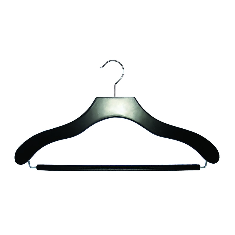 Nahanco 17" Wood Contemporary Suit Hanger, Black, 100/Pack (2007-21B) image 1