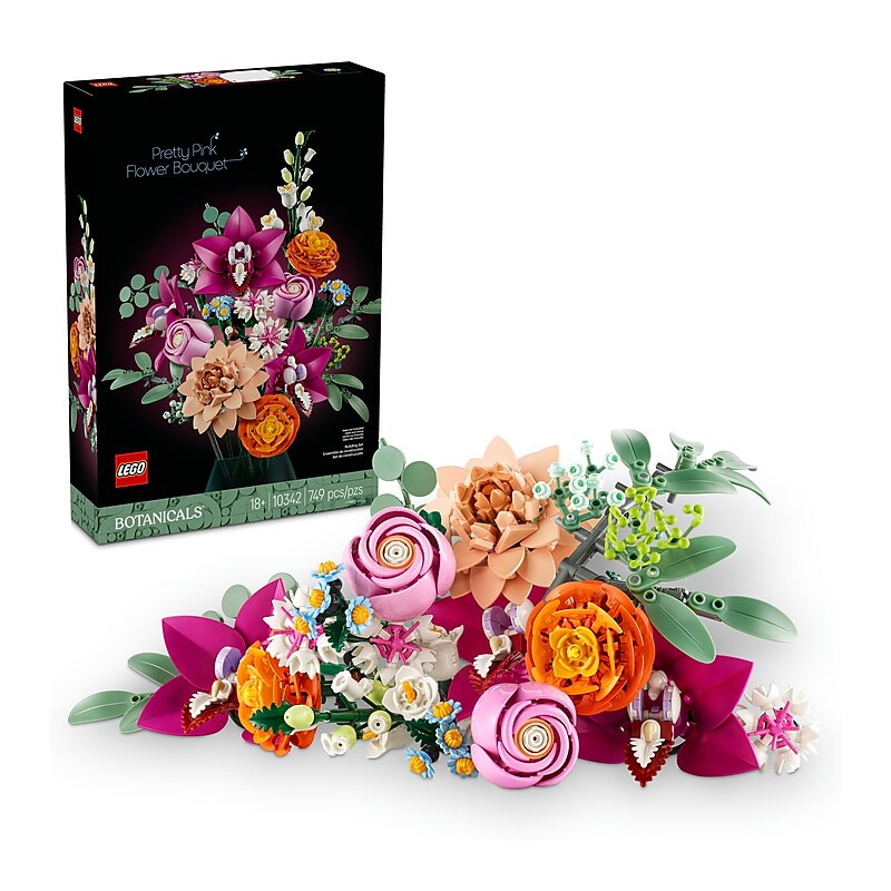 LEGO Botanicals Pretty Pink Flower Bouquet, 749 Pieces (10342) image 1